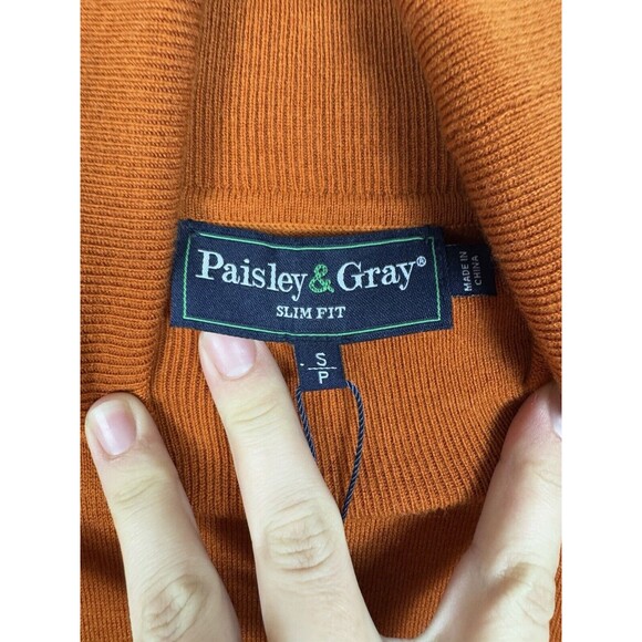 Paisley & Gray Men’s Caramel Pecan Orange Turtleneck Sweater Slim Fit NWT SZ S - Picture 2 of 7